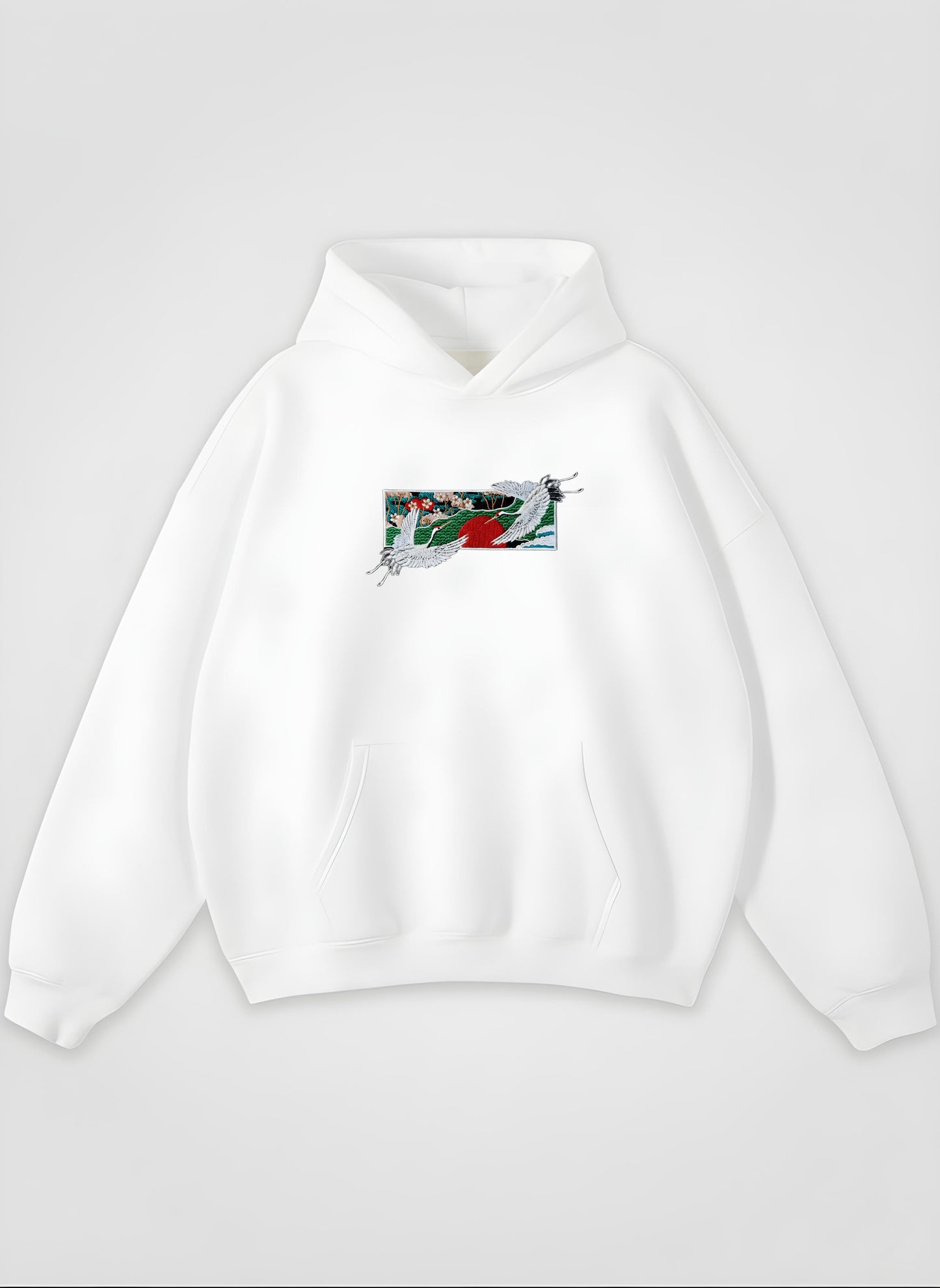 RED-CROWNED CRANE OVERSIZED HOODIE