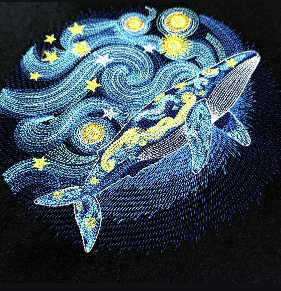 STARRY NIGHT  BLUE WHALE OVERSIZED HOODIE