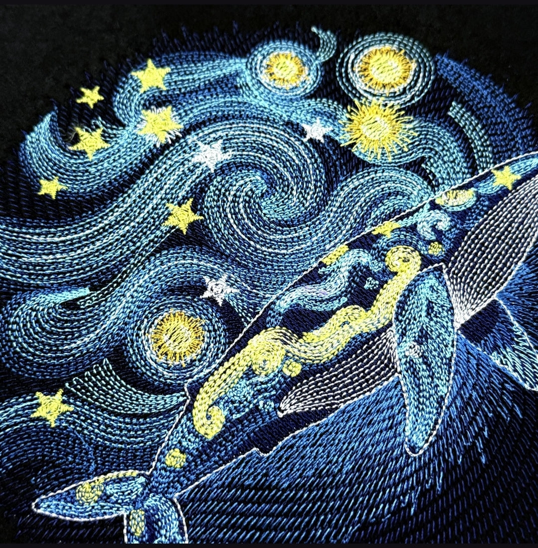 STARRY NIGHT  BLUE WHALE OVERSIZED HOODIE