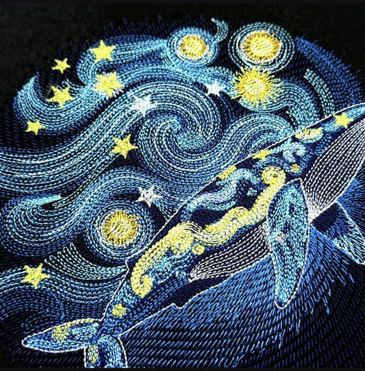 STARRY NIGHT  BLUE WHALE OVERSIZED T-SHIRT