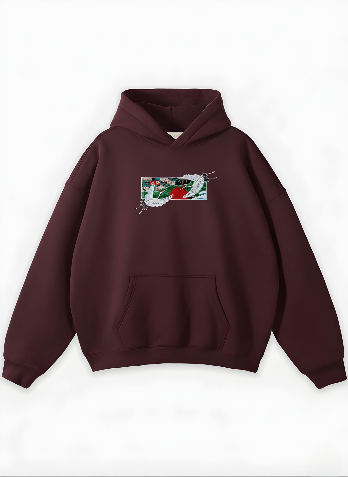 RED-CROWNED CRANE OVERSIZED HOODIE
